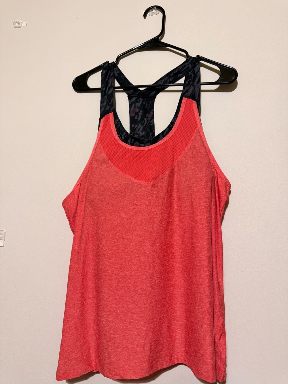 Marika Coral Tank with Black Racerback